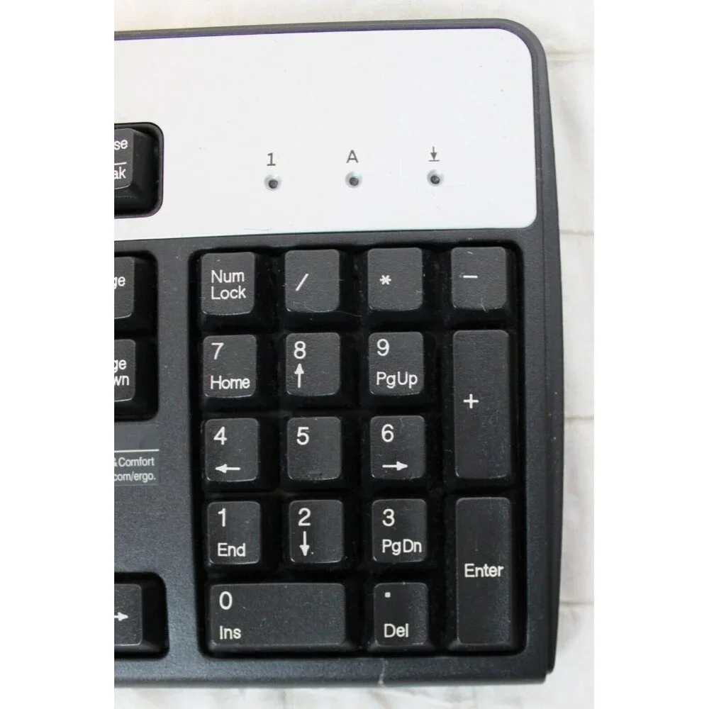 HP Full USB Wired Standard Keyboard & Optical Mouse Black SIlver Number Pad